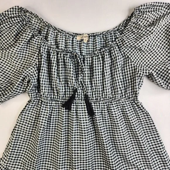 Hint of Blush Womans Small Black White Checkered Dress Size Puff Sleeve Gingham - Picture 3 of 10